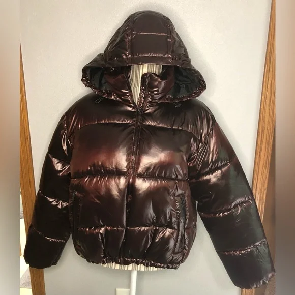 American Eagle shiny puffer coat M - Picture 3 of 15